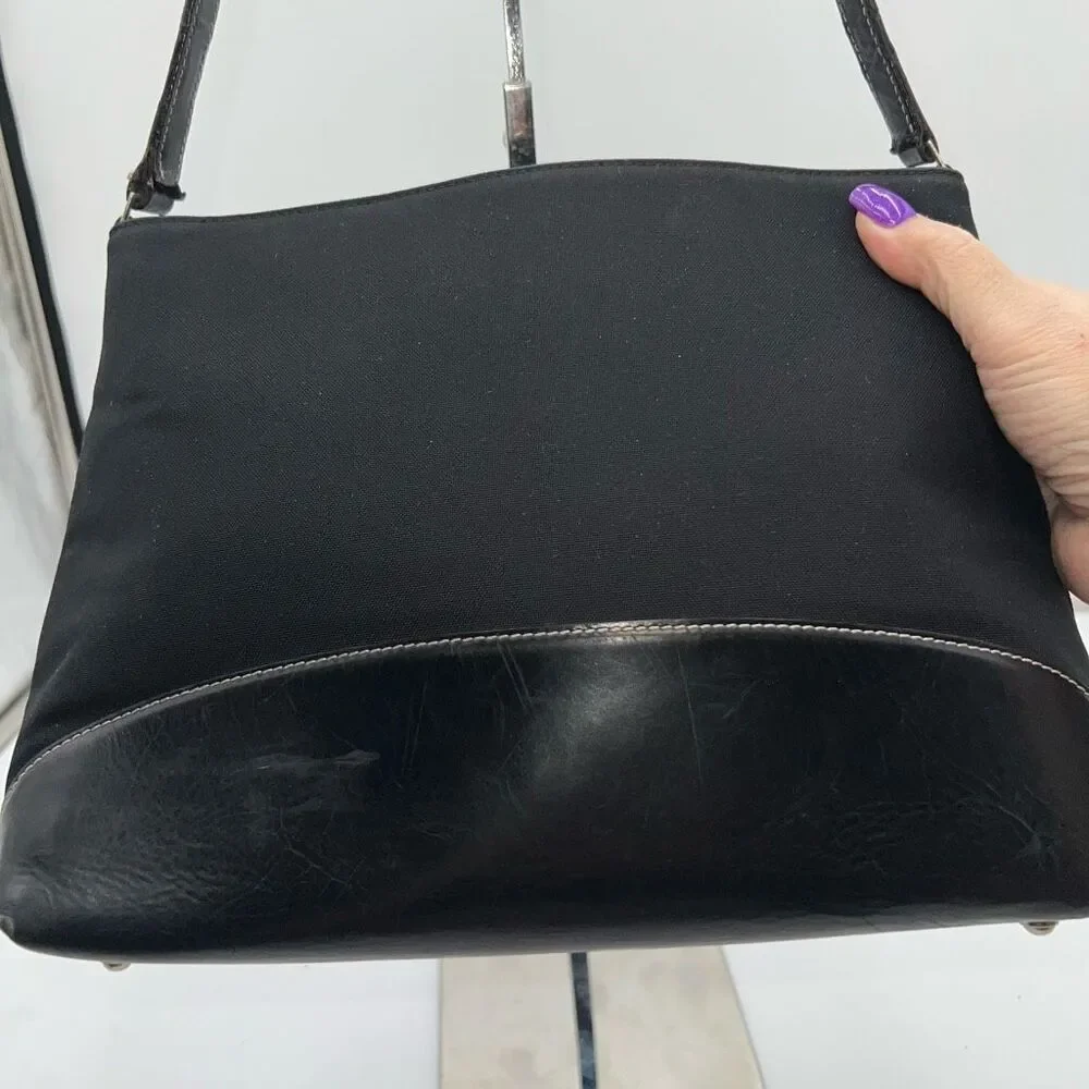 Kate Spade Made in Italy Vintage Red Square Interior Canvas and Leather Shoulder